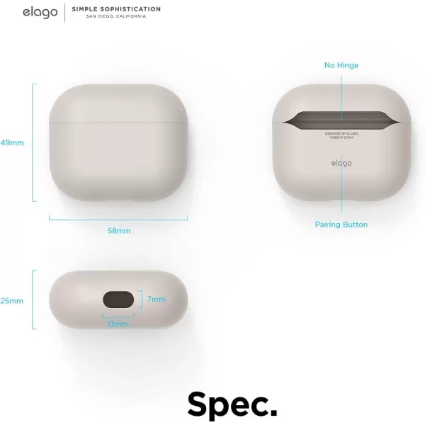 elago Liquid Hybrid Case Compatible with AirPods 3rd Generation Case  Compatible with AirPods 3 Case Cover Triple Layer Protection Wireless Charging Shock Resistant Easily Cleaned StoneStone