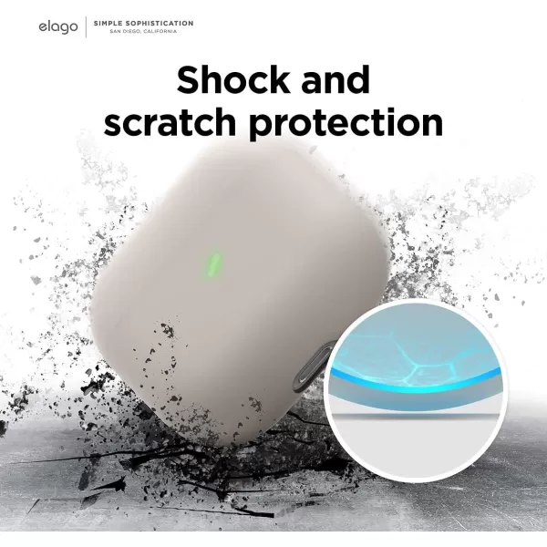 elago Liquid Hybrid Case Compatible with AirPods 3rd Generation Case  Compatible with AirPods 3 Case Cover Triple Layer Protection Wireless Charging Shock Resistant Easily Cleaned StoneStone