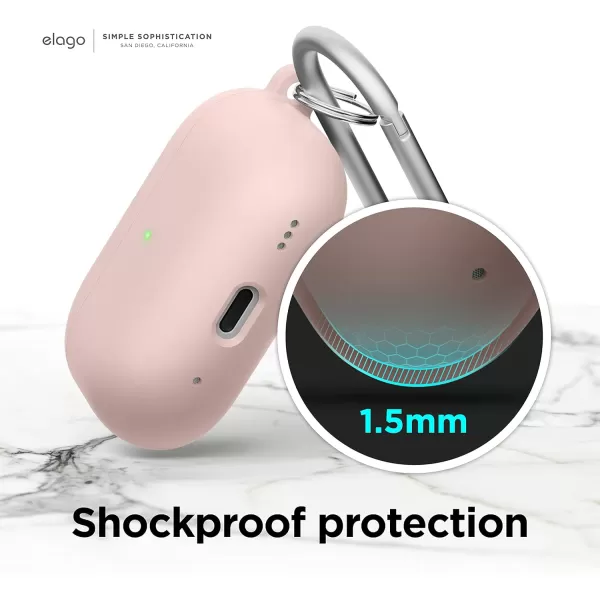 elago Liquid Hybrid Case Compatible with AirPods Pro 2nd Generation Case Cover  Compatible with AirPods Pro 2 Case Triple Layer Protection Keychain Included Dust Resistant Shockproof StonePink