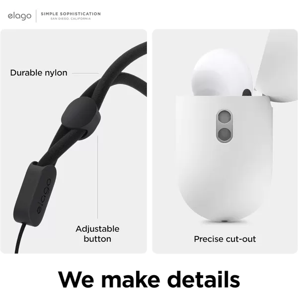 elago Liquid Hybrid Case Compatible with AirPods Pro 2nd Generation Case Cover with Lanyard  Compatible with AirPods Pro 2 Case Triple Layer Protection Dust Resistant Shockproof StoneWhite