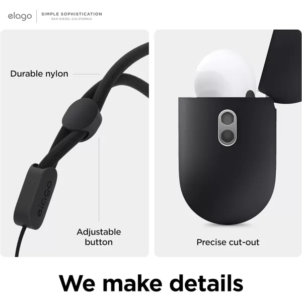 elago Liquid Hybrid Case Compatible with AirPods Pro 2nd Generation Case Cover with Lanyard  Compatible with AirPods Pro 2 Case Triple Layer Protection Dust Resistant Shockproof StoneBlack