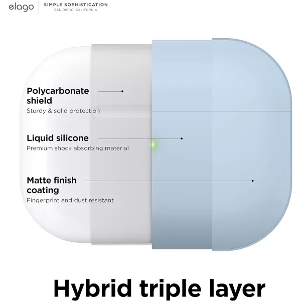 elago Liquid Hybrid Case Compatible with AirPods Pro 2nd Generation Case Cover with Lanyard  Compatible with AirPods Pro 2 Case Triple Layer Protection Dust Resistant Shockproof StoneLight Blue