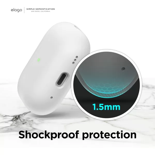 elago Liquid Hybrid Case Compatible with AirPods Pro 2nd Generation Case Cover with Lanyard  Compatible with AirPods Pro 2 Case Triple Layer Protection Dust Resistant Shockproof StoneWhite