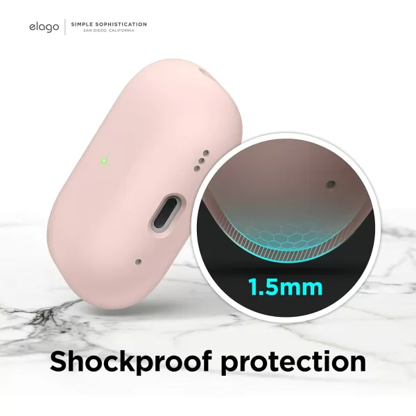 elago Liquid Hybrid Case Compatible with AirPods Pro 2nd Generation Case Cover with Lanyard  Compatible with AirPods Pro 2 Case Triple Layer Protection Dust Resistant Shockproof StonePink