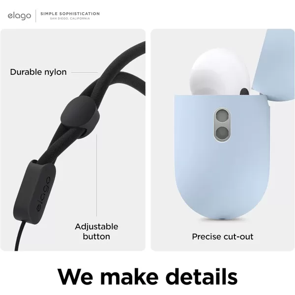 elago Liquid Hybrid Case Compatible with AirPods Pro 2nd Generation Case Cover with Lanyard  Compatible with AirPods Pro 2 Case Triple Layer Protection Dust Resistant Shockproof StoneLight Blue