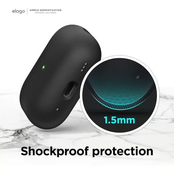 elago Liquid Hybrid Case Compatible with AirPods Pro 2nd Generation Case Cover with Lanyard  Compatible with AirPods Pro 2 Case Triple Layer Protection Dust Resistant Shockproof StoneBlack