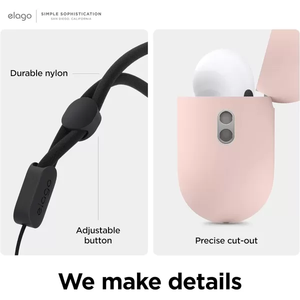 elago Liquid Hybrid Case Compatible with AirPods Pro 2nd Generation Case Cover with Lanyard  Compatible with AirPods Pro 2 Case Triple Layer Protection Dust Resistant Shockproof StonePink