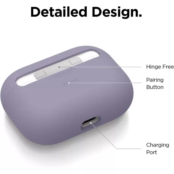 elago Liquid Silicone Case Compatible with AirPods Pro Case Cover  Triple Layer Protection Safeguard Design Supports Wireless Charging Visible LED Light Matte BlackLavender Grey