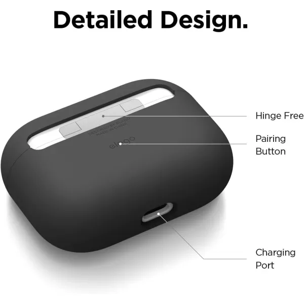 elago Liquid Silicone Case Compatible with AirPods Pro Case Cover  Triple Layer Protection Safeguard Design Supports Wireless Charging Visible LED Light Matte BlackBlack