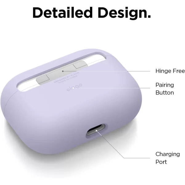 elago Liquid Silicone Case Compatible with AirPods Pro Case Cover  Triple Layer Protection Safeguard Design Supports Wireless Charging Visible LED Light Matte BlackLavender