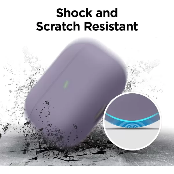 elago Liquid Silicone Case Compatible with AirPods Pro Case Cover  Triple Layer Protection Safeguard Design Supports Wireless Charging Visible LED Light Matte BlackLavender Grey