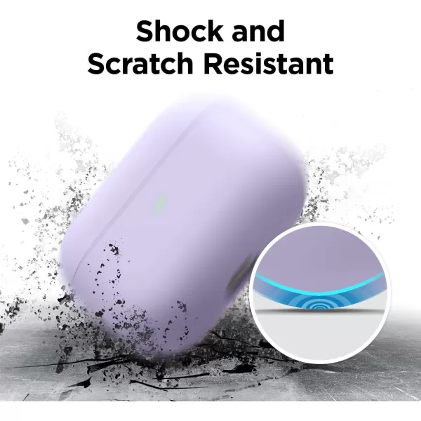 elago Liquid Silicone Case Compatible with AirPods Pro Case Cover  Triple Layer Protection Safeguard Design Supports Wireless Charging Visible LED Light Matte BlackLavender