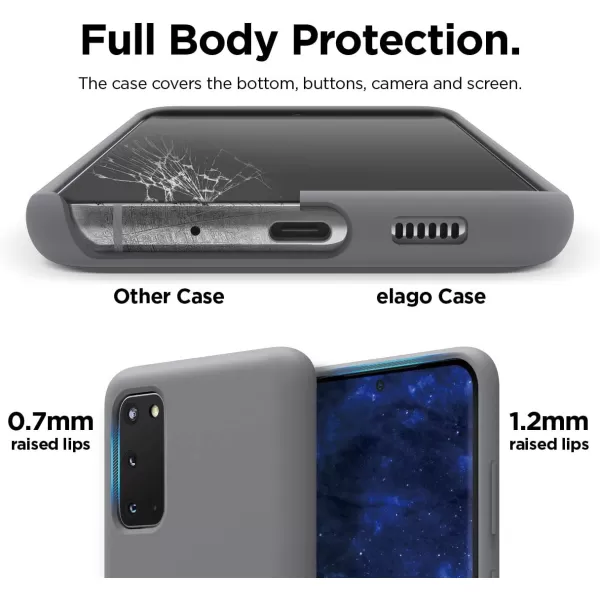 elago Liquid Silicone Case Compatible with Galaxy S20 Case Full Body Protection Screen amp Camera Protection Silicone Case for Galaxy S20 Case Cover LavenderMedium Grey