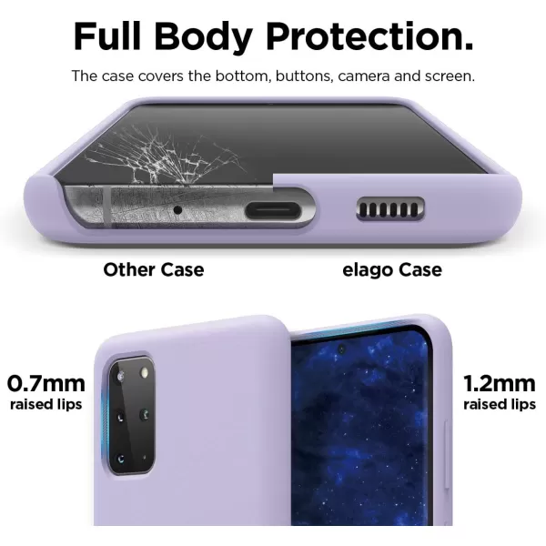 elago Liquid Silicone Case Compatible with Galaxy S20 Plus Case Full Body Protection Screen amp Camera Protection case for Galaxy S20 Plus Case Cover BlackLavender