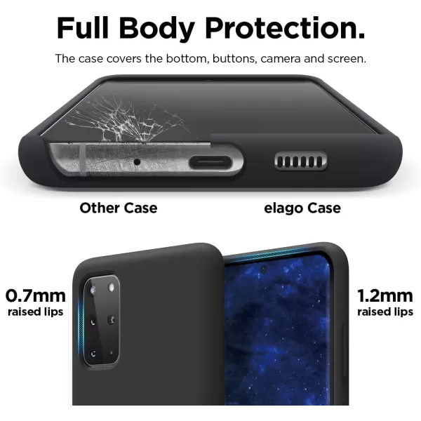 elago Liquid Silicone Case Compatible with Galaxy S20 Plus Case Full Body Protection Screen amp Camera Protection case for Galaxy S20 Plus Case Cover BlackBlack