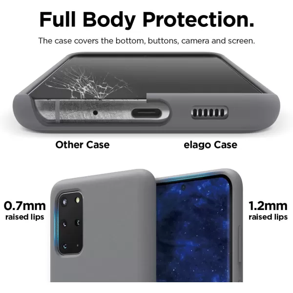 elago Liquid Silicone Case Compatible with Galaxy S20 Plus Case Full Body Protection Screen amp Camera Protection case for Galaxy S20 Plus Case Cover BlackMedium Grey