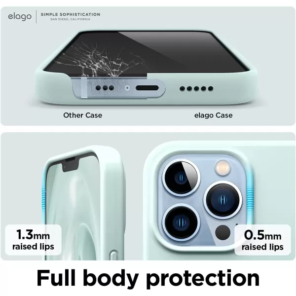 elago Liquid Silicone Case Compatible with iPhone 13 Pro Case 61 Premium Silicone Full Body Protection  3 Layer Shockproof Phone Cover AntiScratch Soft Microfiber Lining StoneGreen