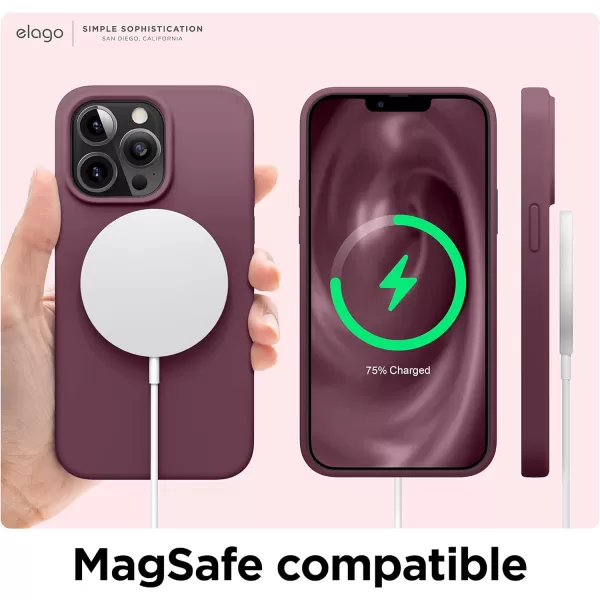 elago Liquid Silicone Case Compatible with iPhone 13 Pro Case 61 Premium Silicone Full Body Protection  3 Layer Shockproof Phone Cover AntiScratch Soft Microfiber Lining StoneBurgundy