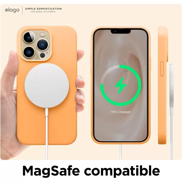 elago Liquid Silicone Case Compatible with iPhone 13 Pro Case 61 Premium Silicone Full Body Protection  3 Layer Shockproof Phone Cover AntiScratch Soft Microfiber Lining StoneOrange