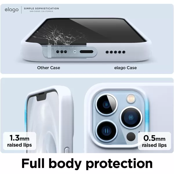 elago Liquid Silicone Case Compatible with iPhone 13 Pro Case 61 Premium Silicone Full Body Protection  3 Layer Shockproof Phone Cover AntiScratch Soft Microfiber Lining StoneLight Blue