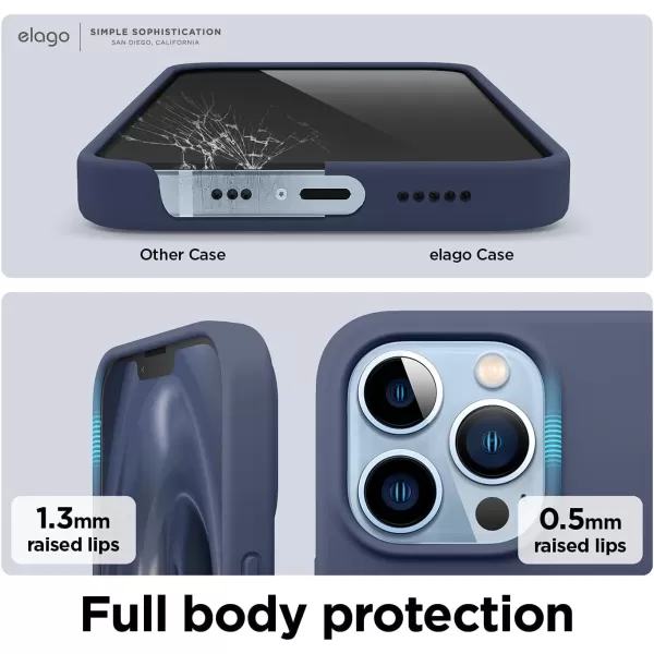 elago Liquid Silicone Case Compatible with iPhone 13 Pro Case 61 Premium Silicone Full Body Protection  3 Layer Shockproof Phone Cover AntiScratch Soft Microfiber Lining StoneJean Indigo