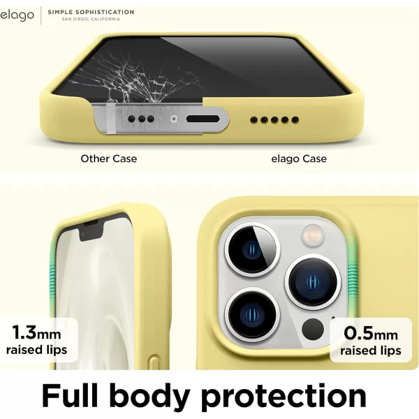 elago Liquid Silicone Case Compatible with iPhone 13 Pro Case 61 Premium Silicone Full Body Protection  3 Layer Shockproof Phone Cover AntiScratch Soft Microfiber Lining StoneYellow