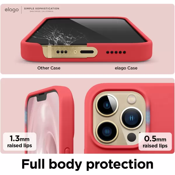 elago Liquid Silicone Case Compatible with iPhone 13 Pro Case 61 Premium Silicone Full Body Protection  3 Layer Shockproof Phone Cover AntiScratch Soft Microfiber Lining StoneRed