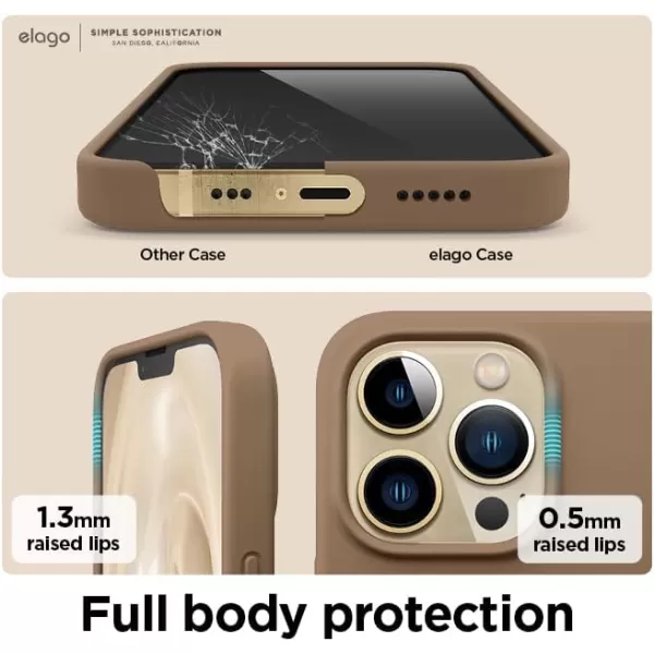 elago Liquid Silicone Case Compatible with iPhone 13 Pro Case 61 Premium Silicone Full Body Protection  3 Layer Shockproof Phone Cover AntiScratch Soft Microfiber Lining StoneBrown