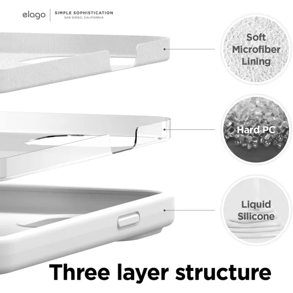 elago Liquid Silicone Case Compatible with iPhone 13 Pro Case 61 Premium Silicone Full Body Protection  3 Layer Shockproof Phone Cover AntiScratch Soft Microfiber Lining StoneWhite