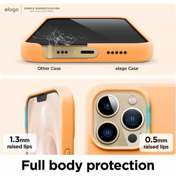 elago Liquid Silicone Case Compatible with iPhone 13 Pro Case 61 Premium Silicone Full Body Protection  3 Layer Shockproof Phone Cover AntiScratch Soft Microfiber Lining StoneOrange