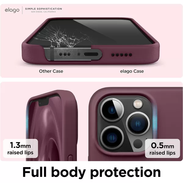 elago Liquid Silicone Case Compatible with iPhone 13 Pro Case 61 Premium Silicone Full Body Protection  3 Layer Shockproof Phone Cover AntiScratch Soft Microfiber Lining StoneBurgundy