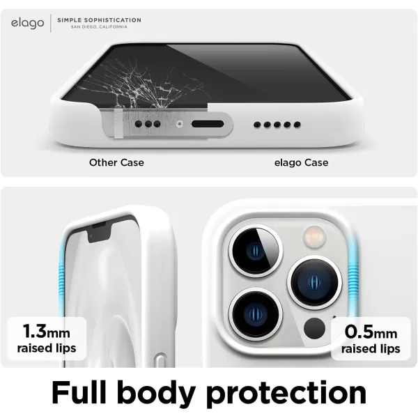 elago Liquid Silicone Case Compatible with iPhone 13 Pro Case 61 Premium Silicone Full Body Protection  3 Layer Shockproof Phone Cover AntiScratch Soft Microfiber Lining StoneWhite