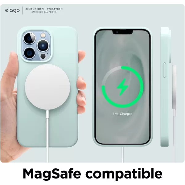 elago Liquid Silicone Case Compatible with iPhone 13 Pro Case 61 Premium Silicone Full Body Protection  3 Layer Shockproof Phone Cover AntiScratch Soft Microfiber Lining StoneGreen