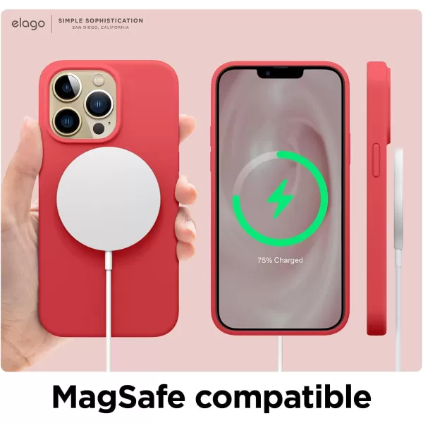 elago Liquid Silicone Case Compatible with iPhone 13 Pro Case 61 Premium Silicone Full Body Protection  3 Layer Shockproof Phone Cover AntiScratch Soft Microfiber Lining StoneRed