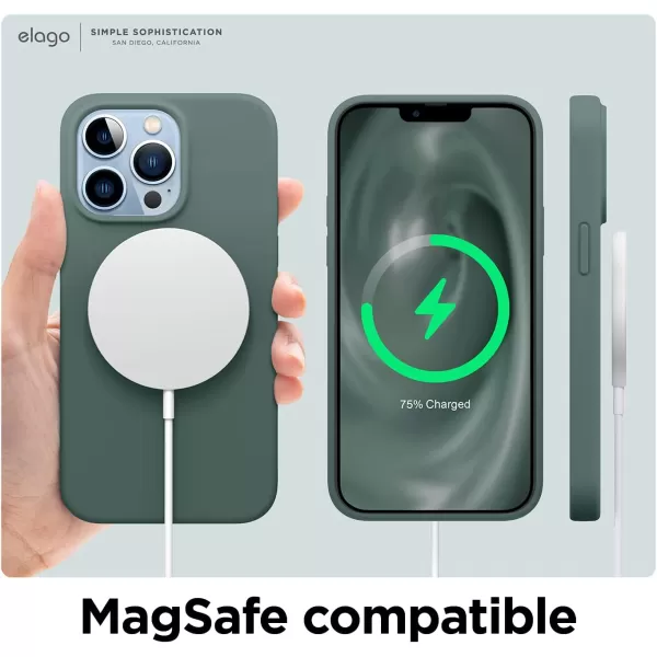 elago Liquid Silicone Case Compatible with iPhone 13 Pro Case 61 Premium Silicone Full Body Protection  3 Layer Shockproof Phone Cover AntiScratch Soft Microfiber Lining StoneMidnight Green