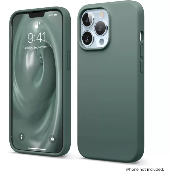 elago Liquid Silicone Case Compatible with iPhone 13 Pro Case 61 Premium Silicone Full Body Protection  3 Layer Shockproof Phone Cover AntiScratch Soft Microfiber Lining StoneMidnight Green