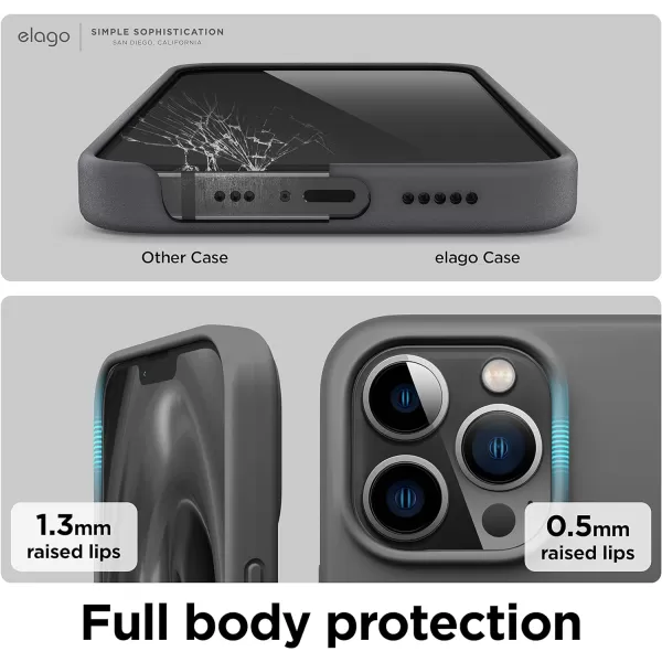 elago Liquid Silicone Case Compatible with iPhone 13 Pro Case 61 Premium Silicone Full Body Protection  3 Layer Shockproof Phone Cover AntiScratch Soft Microfiber Lining StoneDark Grey