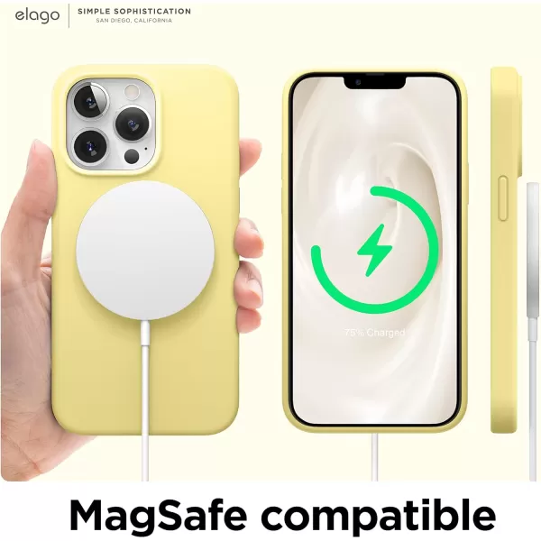 elago Liquid Silicone Case Compatible with iPhone 13 Pro Case 61 Premium Silicone Full Body Protection  3 Layer Shockproof Phone Cover AntiScratch Soft Microfiber Lining StoneYellow