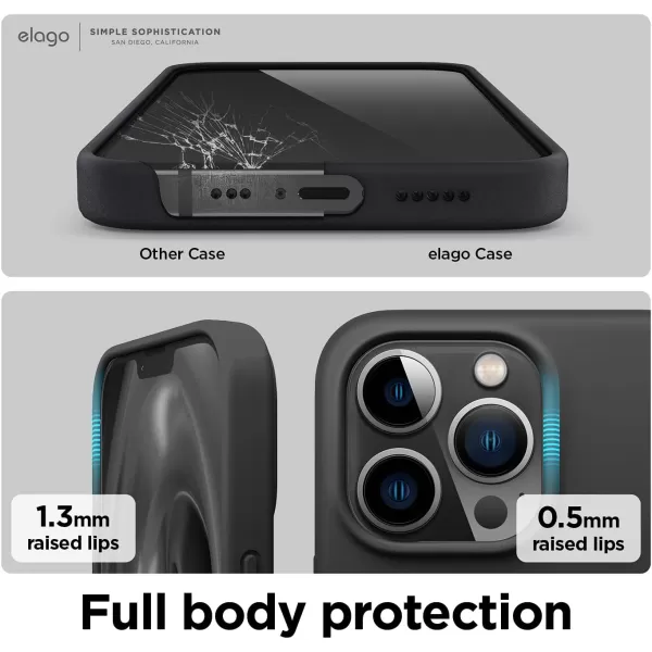 elago Liquid Silicone Case Compatible with iPhone 13 Pro Case 61 Premium Silicone Full Body Protection  3 Layer Shockproof Phone Cover AntiScratch Soft Microfiber Lining StoneBlack