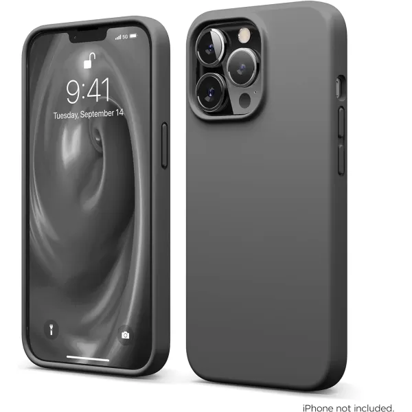 elago Liquid Silicone Case Compatible with iPhone 13 Pro Case 61 Premium Silicone Full Body Protection  3 Layer Shockproof Phone Cover AntiScratch Soft Microfiber Lining StoneDark Grey