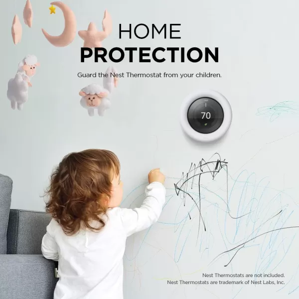 elago Lock Designed for Nest Learning Thermostat Black  Compatible with Google Nest Learning Thermostat 12 3 Generation amp E Home or Public Protection Secure Lock US Patent RegisteredWhite