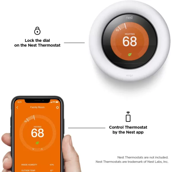 elago Lock Designed for Nest Learning Thermostat Black  Compatible with Google Nest Learning Thermostat 12 3 Generation amp E Home or Public Protection Secure Lock US Patent RegisteredWhite