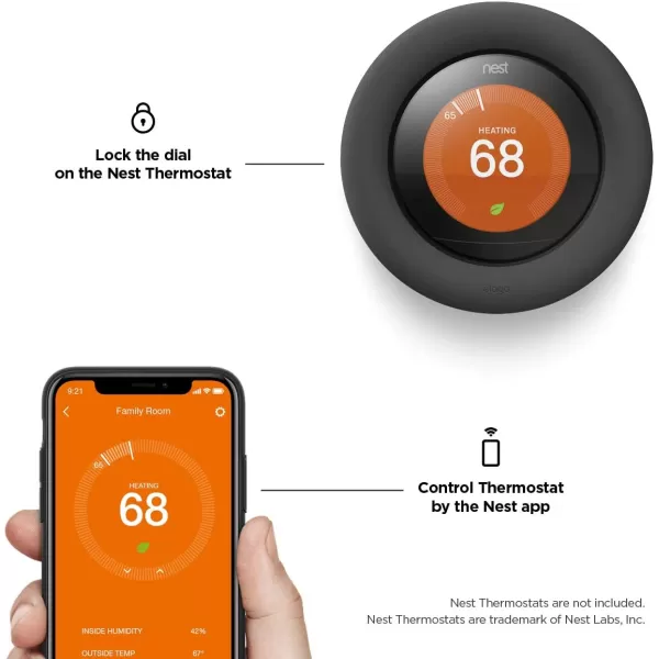 elago Lock Designed for Nest Learning Thermostat Black  Compatible with Google Nest Learning Thermostat 12 3 Generation amp E Home or Public Protection Secure Lock US Patent RegisteredBlack