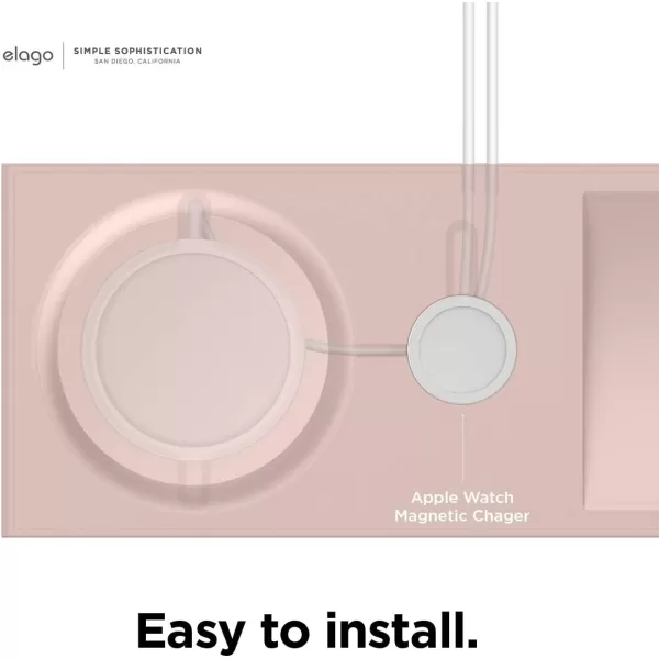 elago MS Charging Tray Duo Compatible with MagSafe Charger and Compatible with Apple Watch Charger  Compatible with iPhone 15141312 Models Stone Charger Not IncludedSand Pink