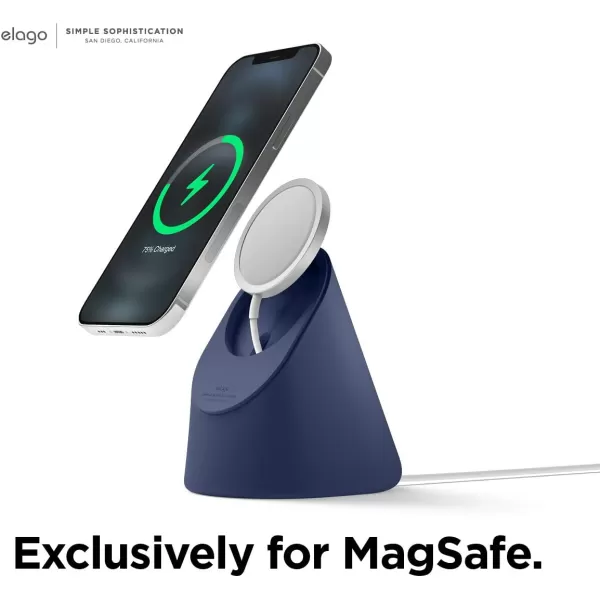 elago MS1 Charging Stand Compatible with MagSafe Charger  Premium Silicone Stand Compatible with iPhone 15141312 Series Designed for iOS17 StandBy mode Jean Indigo Charging Cable Not IncludedJean Indigo