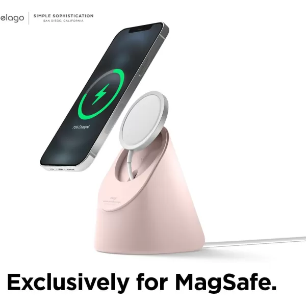 elago MS1 Charging Stand Compatible with MagSafe Charger  Premium Silicone Stand Compatible with iPhone 15141312 Series Designed for iOS17 StandBy mode Jean Indigo Charging Cable Not IncludedSand Pink