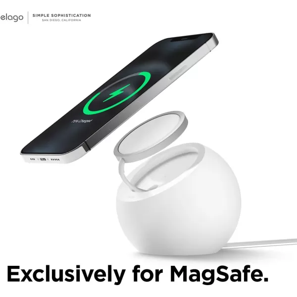 elago MS2 Charging Stand Compatible with MagSafe Charger  Premium Silicone Stand Compatible with iPhone 15141312 Series Designed for MagSafe Stand White Charging Cable Not IncludedWhite