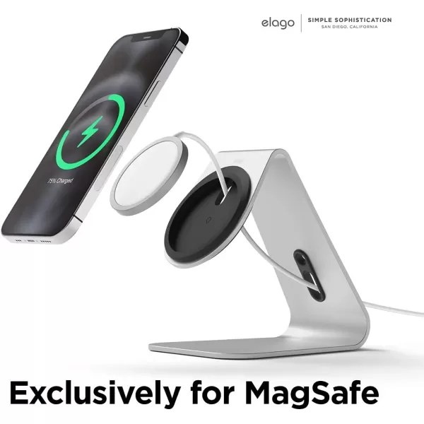 elago MS4 Charging Stand Compatible with MagSafe Charger Aluminum Stand Compatible with iPhone 15141312 Series Designed for iOS17 Standby Mode Cable Not Included SilverSilver