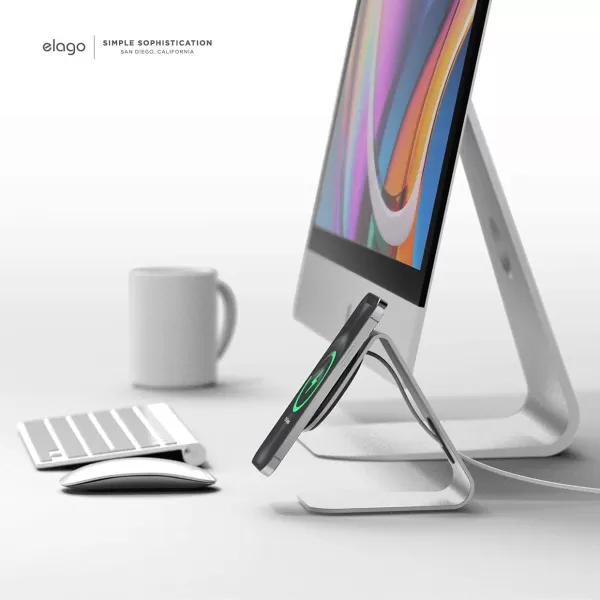 elago MS4 Charging Stand Compatible with MagSafe Charger Aluminum Stand Compatible with iPhone 15141312 Series Designed for iOS17 Standby Mode Cable Not Included SilverSilver