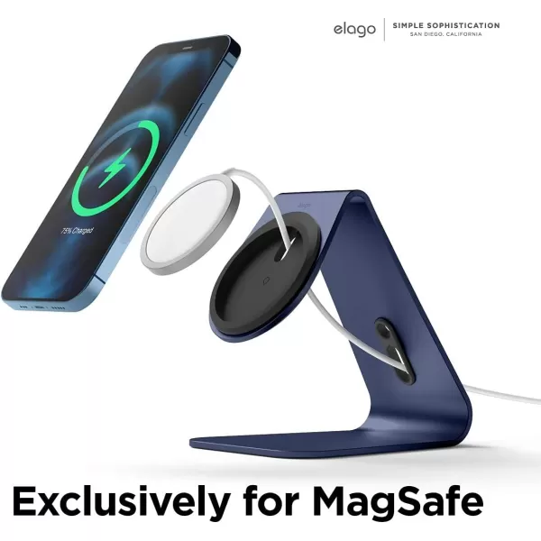 elago MS4 Charging Stand Compatible with MagSafe Charger Aluminum Stand Compatible with iPhone 15141312 Series Designed for iOS17 Standby Mode Cable Not Included SilverJean Indigo